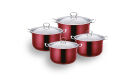 Stainless Steel Stockpot Set 4pc - Red - &pound;84.99